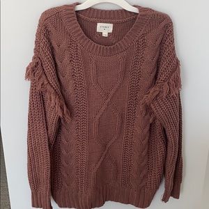 Everly extended length burnt rose color sweater